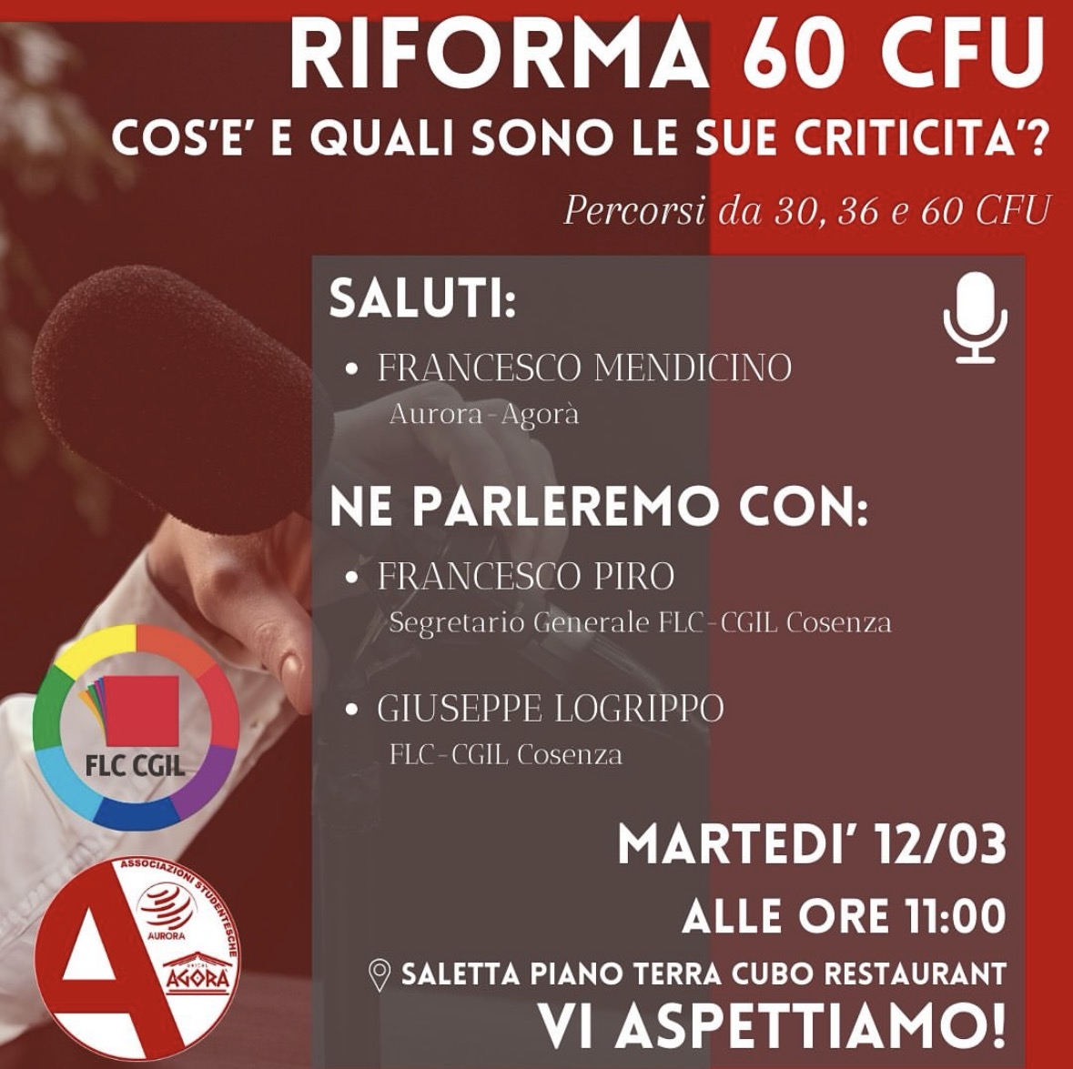 Locandina dibattito Riforma 60 CFU